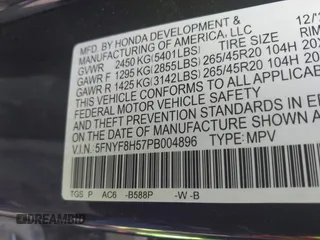 2023 Honda Passport EX-L с VIN 5FNYF8H57PB004896, выставлен на аукционе IAAI как лот 42184509 с пробегом 25 950 миль миль и . История ставок и продаж доступна на DreamBid. Изображение 9.