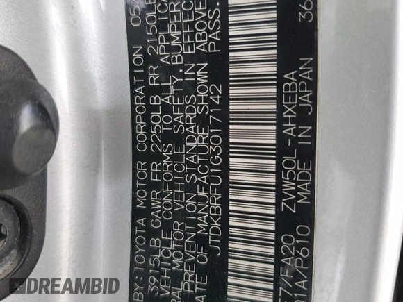 2016 Toyota Prius Two with VIN JTDKBRFU1G3017142, listed as a Copart auction lot 54553785 with 129,857 mi miles and Salvage Title. Bid and sale history available at DreamBid. Image 13.
