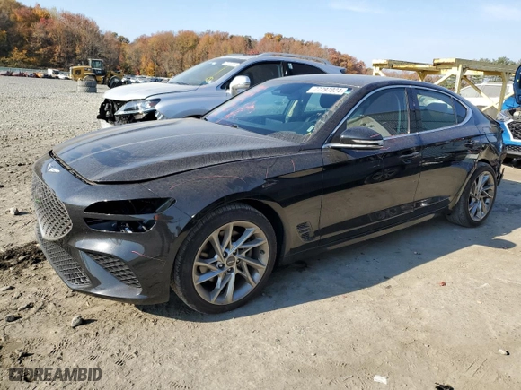 2022 Genesis G70 2.0T with VIN KMTG34TA9NU093622, listed as a Copart auction lot 77797024 with 51,637 mi miles and Salvage Title. Bid and sale history available at carsss.com. Image 1.