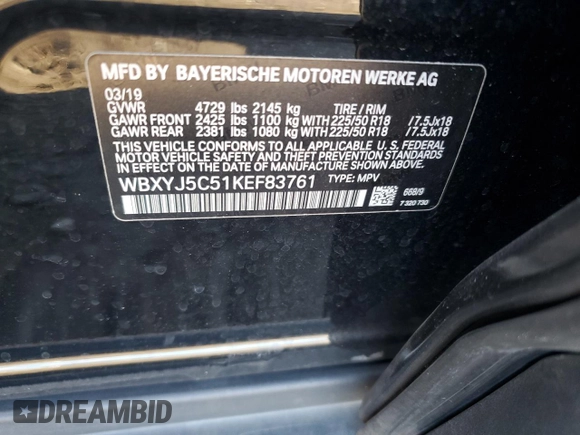 2019 BMW X2 xDrive28i with VIN WBXYJ5C51KEF83761, listed as a Copart auction lot 80027824 with 65,436 mi miles and Salvage Title. Bid and sale history available at carsss.com. Image 13.