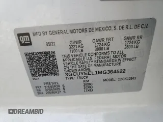 2021 Chevrolet Silverado 1500 RST with VIN 3GCUYEEL1MG364522, listed as a Copart auction lot 65653904 with 52,010 mi miles and Salvage Title. Bid and sale history available at carsss.com. Image 14.