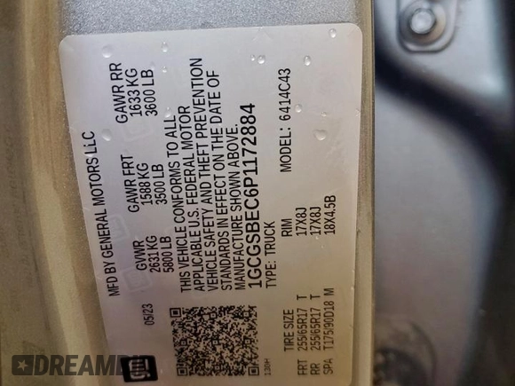 2023 Chevrolet Colorado 2WD Work Truck с VIN 1GCGSBEC6P1172884, выставлен на аукционе Copart как лот 58894435 с пробегом 13 221 миль миль и Чистый • Clean title. История ставок и продаж доступна на DreamBid. Изображение 13.
