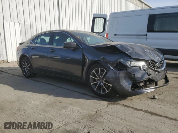 2015 Acura TLX V6 Tech with VIN 19UUB3F59FA007808, listed as a Copart auction lot 48681395 with 0 mi miles and Salvage Title. Bid and sale history available at carsss.com. Image 4.