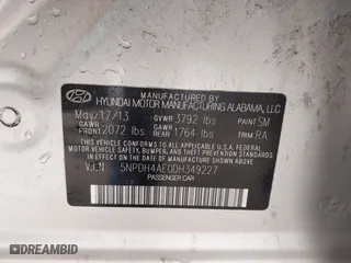 2013 Hyundai Elantra GLS with VIN 5NPDH4AE0DH349227, listed as a IAAI auction lot 41925408 with 142,396 mi miles. Bid and sale history available at carsss.com. Image 9.