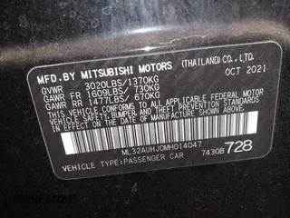 2021 Mitsubishi Mirage ES z VIN ML32AUHJ0MH014047, wystawiony jako IAAI lot #41944723 z przebiegiem 68 452 mil mil oraz . Historia ofert i sprzedaży dostępna na DreamBid. Obrazek 9.