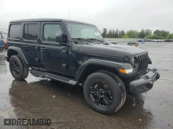 2022 Jeep Wrangler Unlimited Sahara with VIN 1C4HJXEGXNW211886, listed as a Copart auction lot 54877645 with 64,815 mi miles and Salvage title. Bid and sale history available at DreamBid. Image 4.
