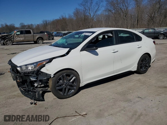 2021 Kia Forte GT-Line with VIN 3KPF34AD9ME278323, listed as a Copart auction lot 49535155 with 25,212 mi miles and Salvage Title. Bid and sale history available at carsss.com. Image 1.