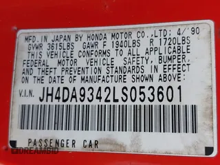 1990 Acura Integra z VIN JH4DA9342LS053601, wystawiony jako IAAI lot #42372497 z przebiegiem 200 237 mil mil oraz . Historia ofert i sprzedaży dostępna na DreamBid. Obrazek 9.