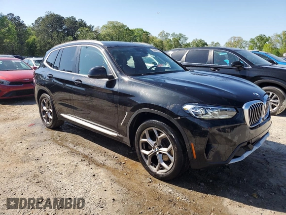 2023 BMW X3 sDrive30i with VIN 5UX43DP08P9S09531, listed as a Copart auction lot 52207305 with 32,177 mi miles and Clean Title. Bid and sale history available at DreamBid. Image 4.