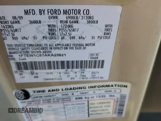 2010 Ford F-150 XL with VIN 1FTEW1C87AKA25821, listed as a Copart auction lot 49008285 with Not Provided miles and Salvage Title. Bid and sale history available at carsss.com. Image 12.