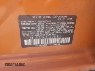 2018 Subaru Crosstrek Premium z VIN JF2GTABC8JH284310, wystawiony jako Copart lot #55989425 z przebiegiem Nie podano mil oraz Szkoda całkowita • Salvage title. Historia ofert i sprzedaży dostępna na DreamBid. Obrazek 14.