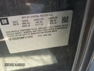 2017 Chevrolet Malibu LT with VIN 1G1ZE5ST8HF111572, listed as a Copart auction lot 52765475 with Not Provided miles and Clean Title. Bid and sale history available at DreamBid. Image 12.