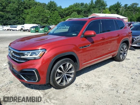 2021 Volkswagen Atlas SEL Premium R-Line with VIN 1V2FR2CA5MC537286, listed as a Copart auction lot 61811244 with 76,269 mi miles and Salvage title. Bid and sale history available at DreamBid. Image 1.