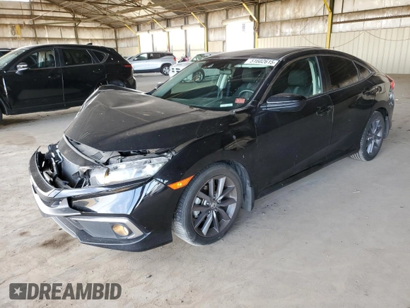 2019 Honda Civic Sedan EX with VIN 19XFC1F31KE207886, listed as a Copart auction lot 51602615 with 56,118 mi miles and Salvage Title. Bid and sale history available at carsss.com. Image 1.