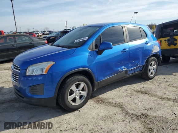 2016 Chevrolet Trax LS with VIN KL7CJNSB6GB758037, listed as a Copart auction lot 43401405 with 131,117 mi miles and Salvage Title. Bid and sale history available at carsss.com. Image 1.