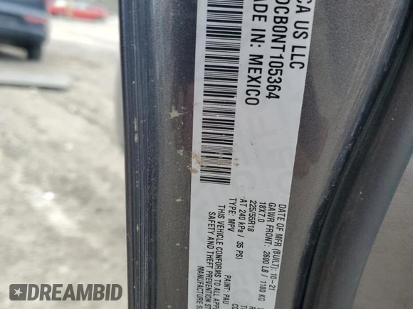 2022 Jeep Compass Limited with VIN 3C4NJDCB0NT105364, listed as a Copart auction lot 51737105 with 69,208 mi miles and Salvage title. Bid and sale history available at DreamBid. Image 15.