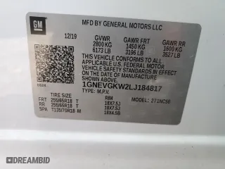 2020 Chevrolet Traverse LT Cloth with VIN 1GNEVGKW2LJ184817, listed as a Copart auction lot 45007175 with 59,658 mi miles and Salvage Title. Bid and sale history available at carsss.com. Image 13.