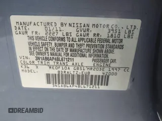 2011 Nissan Sentra SR with VIN 3N1AB6AP4BL671211, listed as a IAAI auction lot 42682056 with 161,642 mi miles and . Bid and sale history available at DreamBid. Image 9.