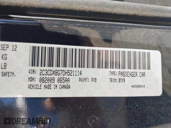 2013 Dodge Charger SE with VIN 2C3CDXBG7DH521114, listed as a IAAI auction lot 41756011 with 152,491 mi miles. Bid and sale history available at carsss.com. Image 9.