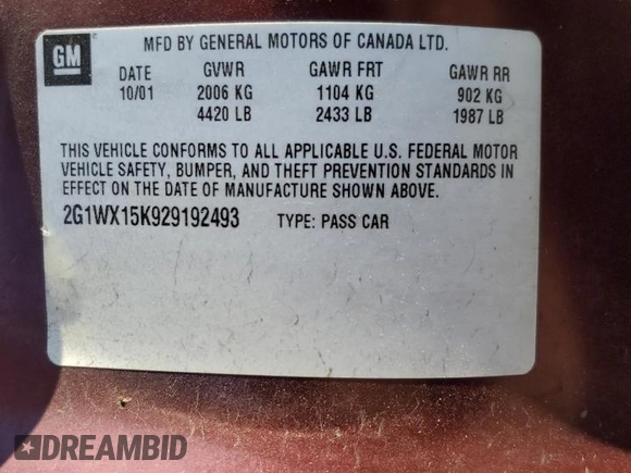 2002 Chevrolet Monte Carlo SS with VIN 2G1WX15K929192493, listed as a Copart auction lot 76564434 with 114,352 mi miles and Salvage Title. Bid and sale history available at carsss.com. Image 14.