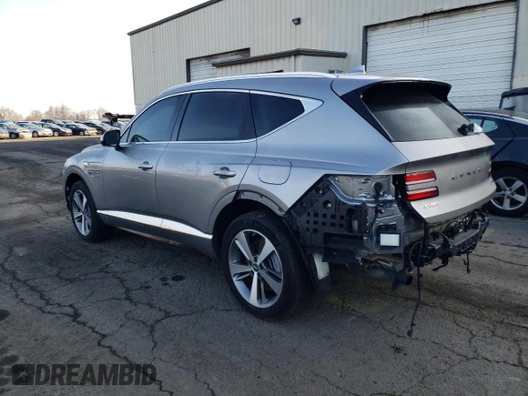 2023 Genesis GV80 with VIN KMUHCESC9PU107157, listed as a Copart auction lot 42592585 with 11,396 mi miles and Salvage title. Bid and sale history available at DreamBid. Image 2.