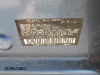 2008 Subaru Impreza i с VIN JF1GH61668G819570, выставлен на аукционе IAAI как лот 42098037 с пробегом 161 291 миль миль и . История ставок и продаж доступна на DreamBid. Изображение 9.