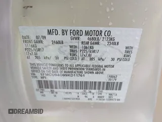 2009 Ford Escape Limited с VIN 1FMCU94G99KD11761, выставлен на аукционе IAAI как лот 41602792 с пробегом 117 365 миль миль и . История ставок и продаж доступна на DreamBid. Изображение 9.