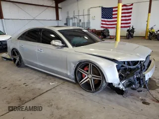 2013 Audi S8 with VIN WAUD2AFD2DN009929, listed as a Copart auction lot 43842533 with 0 mi miles and Salvage Title. Bid and sale history available at carsss.com. Image 4.