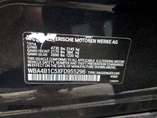 2015 BMW 4 Series 435i with VIN WBA4B1C5XFD955296, listed as a Copart auction lot 79456744 with 98,285 mi miles and Salvage Title. Bid and sale history available at DreamBid. Image 13.