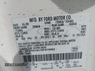 2009 Ford F-150 XL z VIN 1FTPW14V19FB19582, wystawiony jako IAAI lot #42354741 z przebiegiem 132 074 mil mil oraz . Historia ofert i sprzedaży dostępna na DreamBid. Obrazek 9.