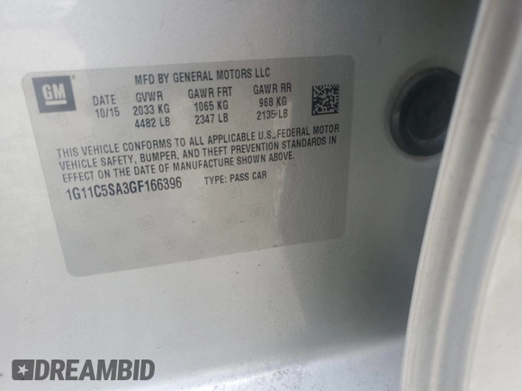 2016 Chevrolet Malibu Limited LT with VIN 1G11C5SA3GF166396, listed as a Copart auction lot 44718785 with 162,163 mi miles and Salvage Title. Bid and sale history available at carsss.com. Image 15.