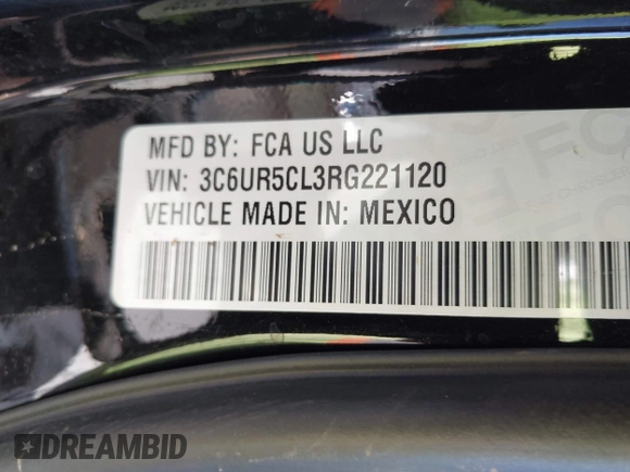 2024 Ram 2500 Tradesman with VIN 3C6UR5CL3RG221120, listed as a IAAI auction lot 42153161 with 6,829 mi miles and . Bid and sale history available at DreamBid. Image 9.