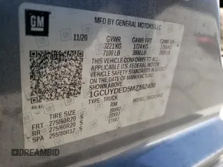 2021 Chevrolet Silverado 1500 LT with VIN 1GCUYDED5MZ162480, listed as a Copart auction lot 83811124 with 68,111 mi miles and Salvage Title. Bid and sale history available at carsss.com. Image 12.