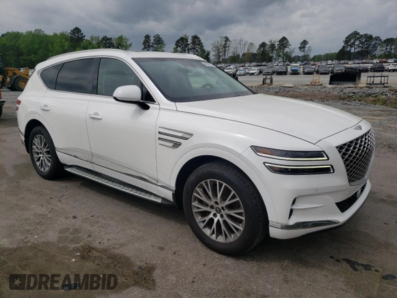 2021 Genesis GV80 with VIN KMUHB4SB9MU036462, listed as a Copart auction lot 48688625 with 57,904 mi miles and Salvage title. Bid and sale history available at DreamBid. Image 4.