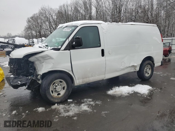 2014 Chevrolet Express Cargo Van with VIN 1GCWGFCAXE1145819, listed as a Copart auction lot 44579255 with 0 mi miles and Salvage Title. Bid and sale history available at carsss.com. Image 1.