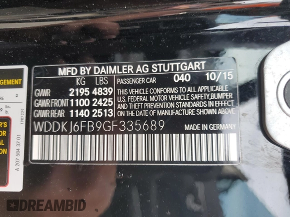 2016 Mercedes-Benz E-Class E 400 with VIN WDDKJ6FB9GF335689, listed as a Copart auction lot 45325865 with 90,852 mi miles and Salvage Title. Bid and sale history available at carsss.com. Image 12.