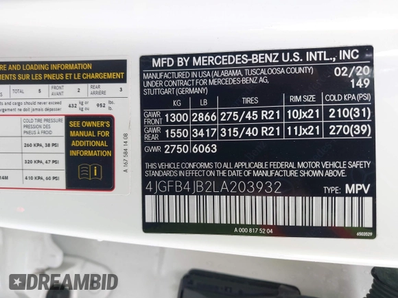 2020 Mercedes-Benz GLE 350 z VIN 4JGFB4JB2LA203932, wystawiony jako IAAI lot #41520826 z przebiegiem 72 032 mil mil oraz . Historia ofert i sprzedaży dostępna na DreamBid. Obrazek 9.
