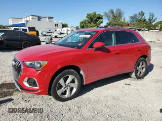 2021 Audi Q3 Premium with VIN WA1AUCF33M1062126, listed as a Copart auction lot 47980435 with 77,600 mi miles and Salvage Title. Bid and sale history available at carsss.com. Image 1.
