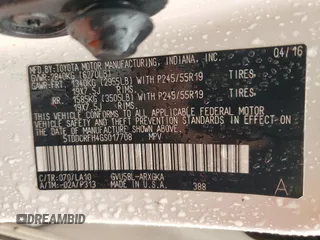 2016 Toyota Highlander Hybrid Limited with VIN 5TDDCRFH4GS017708, listed as a Copart auction lot 82051443 with 243,591 mi miles. Bid and sale history available at carsss.com. Image 13.