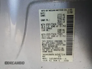 2009 Nissan Pathfinder S with VIN 5N1AR18B89C608734, listed as a Copart auction lot 84541184 with 226,331 mi miles and Salvage Title. Bid and sale history available at carsss.com. Image 15.