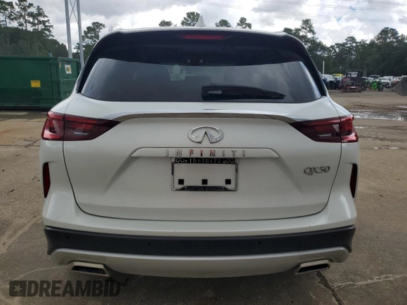 2023 Infiniti QX50 Luxe with VIN 3PCAJ5BA9PF107127, listed as a Copart auction lot 63402535 with 23,844 mi miles and Salvage title. Bid and sale history available at DreamBid. Image 6.