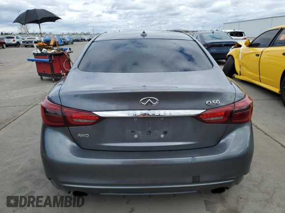 2018 Infiniti Q50 3.0t LUXE with VIN JN1EV7AR3JM610873, listed as a Copart auction lot 48164755 with 107,018 mi miles and Salvage Title. Bid and sale history available at carsss.com. Image 6.