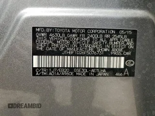 2015 Lexus IS 250 z VIN JTHBF1D26F5076731, wystawiony jako Copart lot #50094185 z przebiegiem 41 982 mil mil oraz Czysty tytuł • Clean title. Historia ofert i sprzedaży dostępna na DreamBid. Obrazek 12.