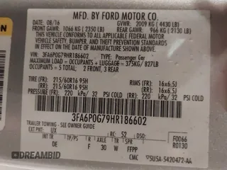 2017 Ford Fusion S with VIN 3FA6P0G79HR186602, listed as a IAAI auction lot 41360505 with Not Provided miles. Bid and sale history available at carsss.com. Image 9.