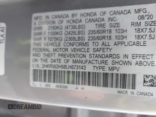 2020 Honda CR-V EX z VIN 2HKRW2H58LH673143, wystawiony jako IAAI lot #41878868 z przebiegiem 140 143 mil mil oraz . Historia ofert i sprzedaży dostępna na DreamBid. Obrazek 9.