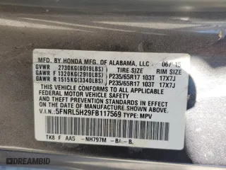 2015 Honda Odyssey LX with VIN 5FNRL5H29FB117569, listed as a Copart auction lot 87870755 with 147,295 mi miles and Salvage Title. Bid and sale history available at carsss.com. Image 15.