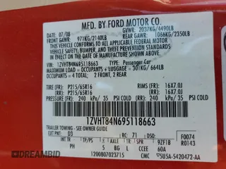 2009 Ford Mustang with VIN 1ZVHT84N695118663, listed as a Copart auction lot 52925015 with 254,413 mi miles and Salvage title. Bid and sale history available at DreamBid. Image 12.