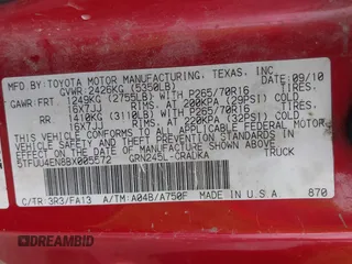 2011 Toyota Tacoma with VIN 5TFUU4EN8BX005572, listed as a IAAI auction lot 41460605 with 175,032 mi miles. Bid and sale history available at carsss.com. Image 9.
