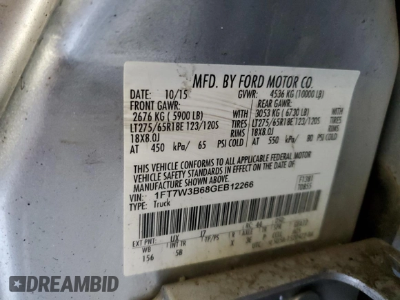 2016 Ford F-350 Platinum z VIN 1FT7W3B68GEB12266, wystawiony jako Copart lot #85474984 z przebiegiem Nie podano mil oraz Szkoda całkowita • Salvage title. Historia ofert i sprzedaży dostępna na DreamBid. Obrazek 13.