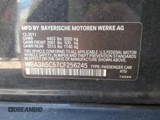 2012 BMW 3 Series 328i with VIN WBA3A5C57CF256245, listed as a Copart auction lot 46413925 with 121,888 mi miles and Salvage title. Bid and sale history available at DreamBid. Image 12.